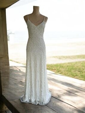 Lulus Truly Dedicated Ivory Shiny Sequin Sleeveless Maxi Dress Small Wedding